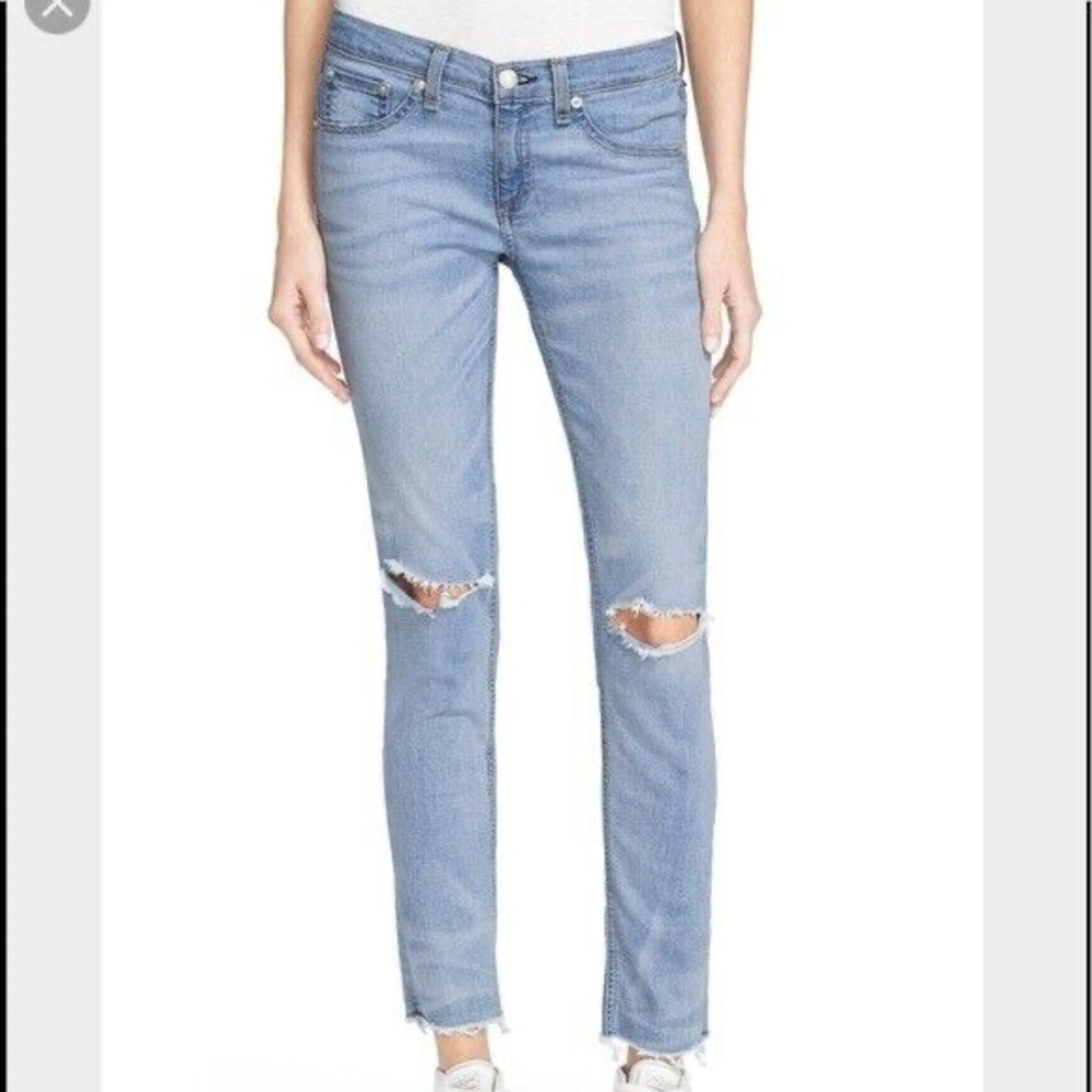 Rag and Bone Ripped Knee Skinny Jeans